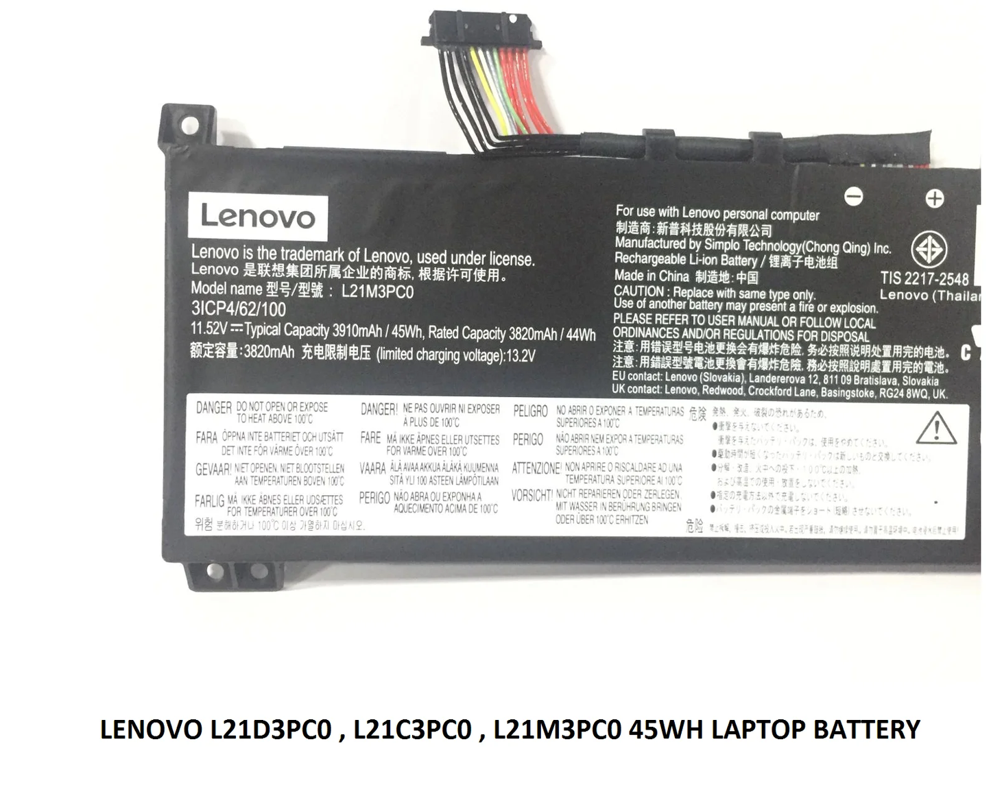 LENOVO L21D3PC0 - L21D3PC0 Original Laptop Notebook Battery (1 Yr Warranty)