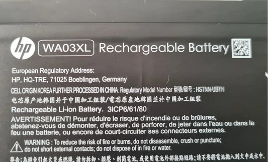 HP WA03XL - WA03XL Original Laptop Notebook Battery (1 Yr Warranty)
