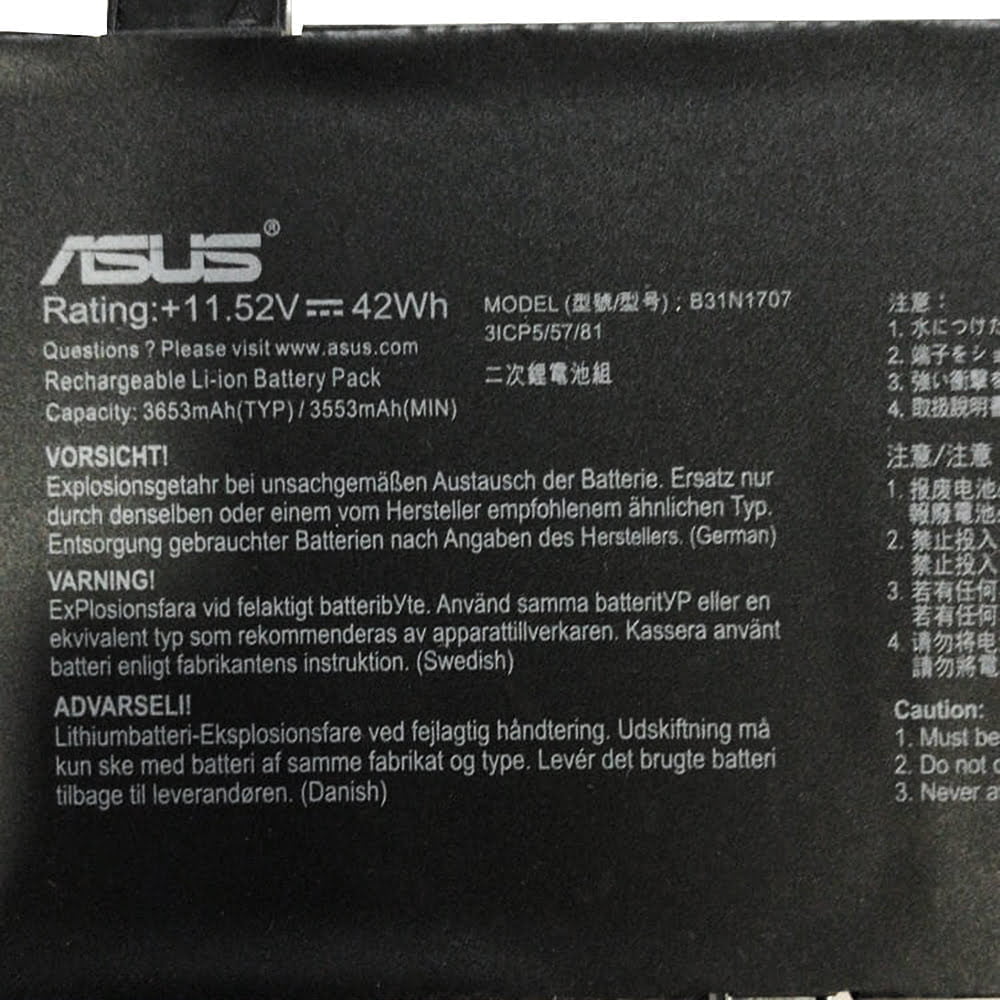 ASUS B31N1707 - B31N1707 Original Laptop Notebook Battery (1 Yr Warranty)