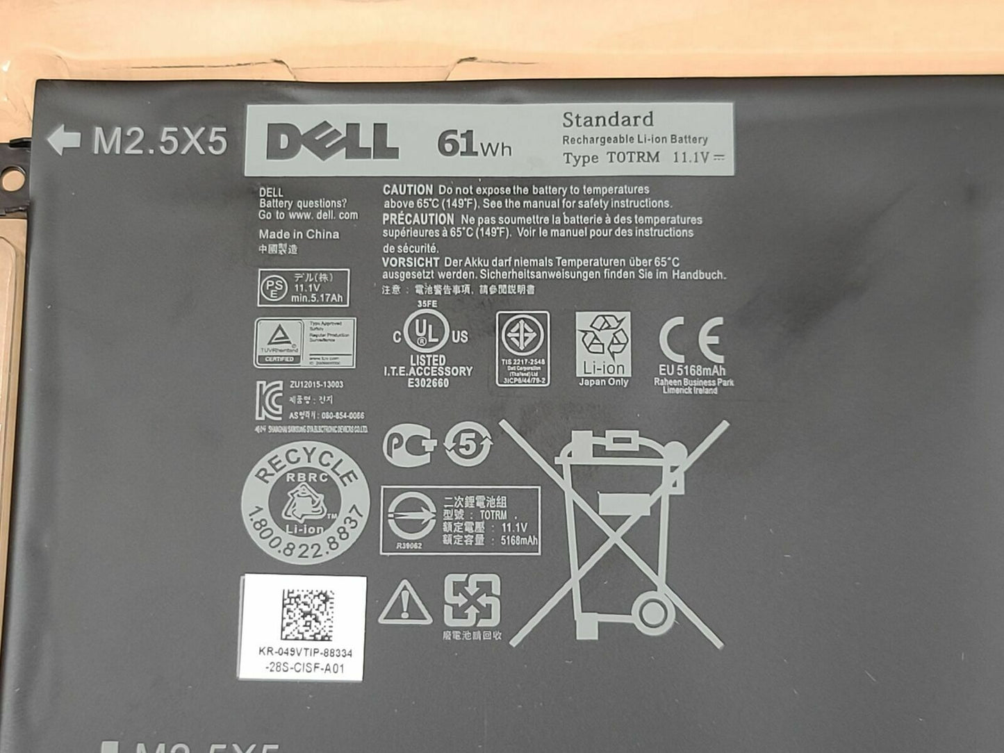 DELL TOTRM - TOTRM Genuine Original Laptop Notebook Battery (1 Yr Warranty)