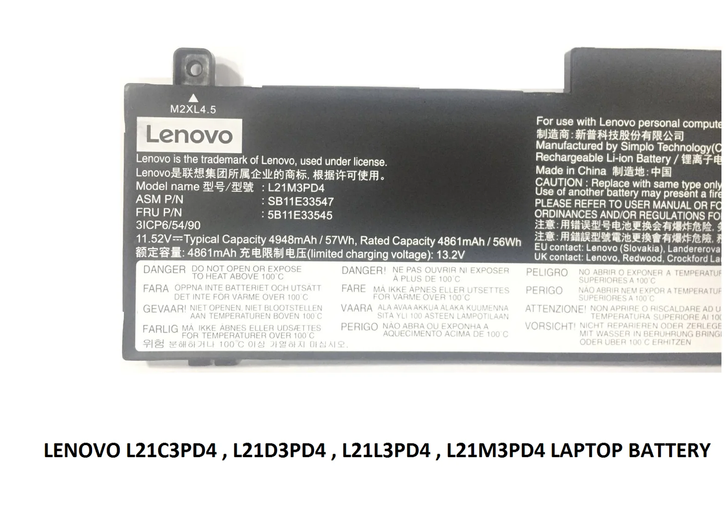 LENOVO L21C3PD4 - L21C3PD4 Original Laptop Notebook Battery (1 Yr Warranty)