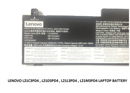 LENOVO L21C3PD4 - L21C3PD4 Original Laptop Notebook Battery (1 Yr Warranty)