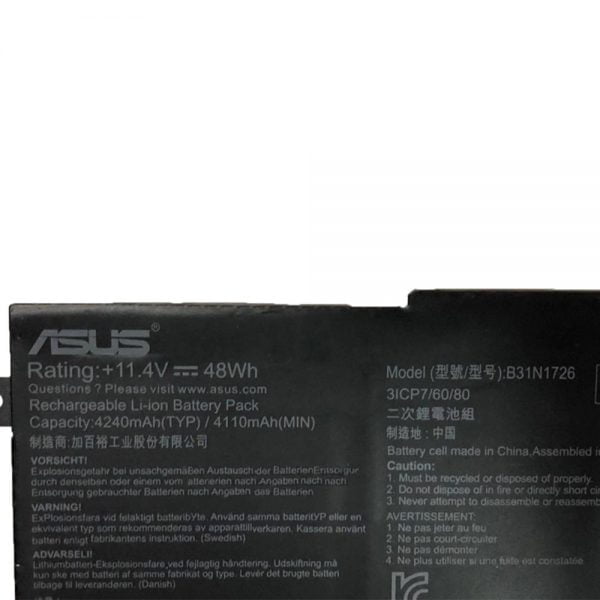 ASUS B31N1726 TYPE- 1 &amp; 2 - B31N1726 TYPE-1 &amp; 2 Original Laptop Notebook Battery (1 Yr Warranty)